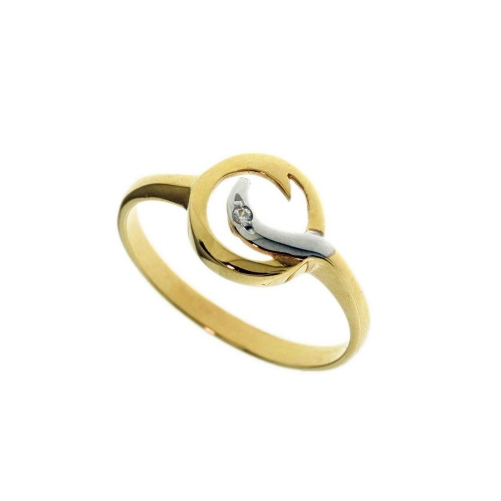 718 -  Anillo de oro bicolor de 18 ktes con circonita. Talla: 52. Al pedir este artícu