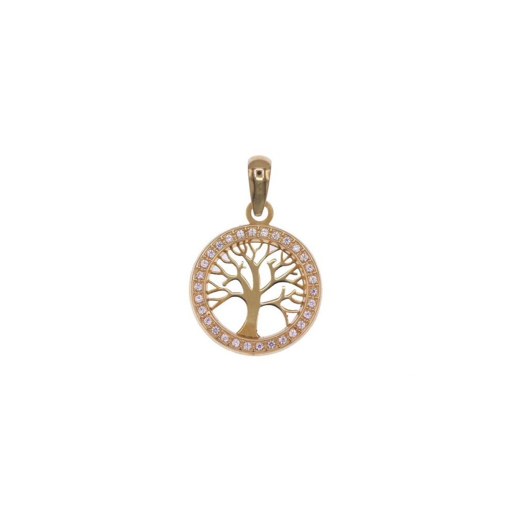 3734/1 - Colgante oro 18k Arbol de la Vida borde circonitas