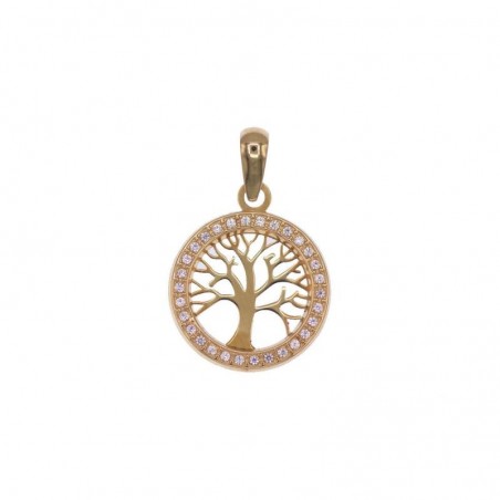 3734/1 - Colgante oro 18k Arbol de la Vida borde circonitas