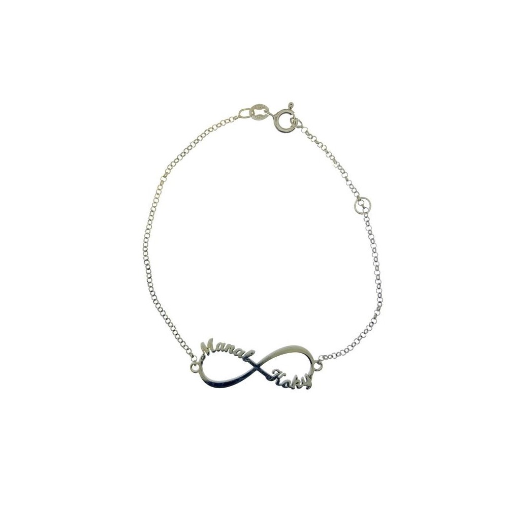 00-9 - Pulsera infinito de plata personalizado con 2 nombres