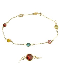 Pulsera de comunión oro amarillo con 6 piedras de color ❤️ 2