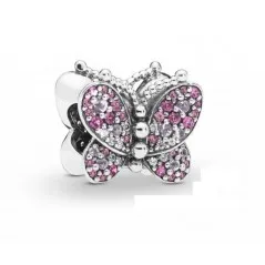 Charm Pandora Mariposa Rosa Deslumbrante con circonita transparetnte y cristal rosa y cereza