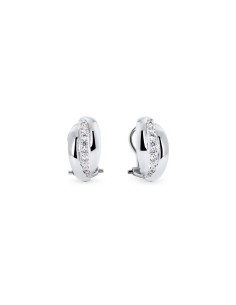 Q3993 - Pendientes Semiluna con circonitas | Diseño elegante en baño de plata