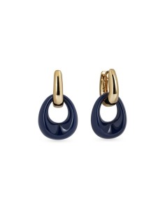 G3984 - Pendientes Aro Oval NAVY con acetato azul y aro dorado | Estilo moderno