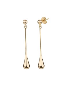 G0476E - Pendientes largos de gotas | Baño de oro 18 k