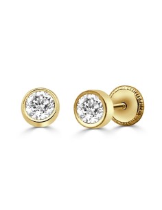 RR-6184 - Pendientes de bebé redondos con circonita en oro
