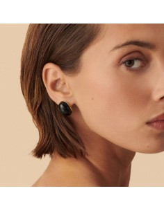 2380710-270-TU - Pendientes Largos Agatha París N-13 Negro/Oro con Cierre Omega y Esmalte 2