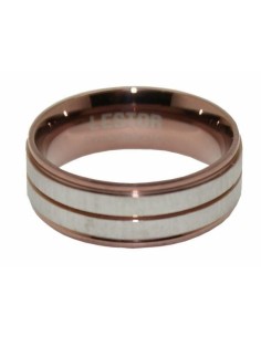 R162.SC.15 - Anillo Lestor acero 316 L IP cafe. Talla 15