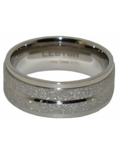 R181.SD.17 - Anillo Lestor de acero 316 L. Diamantado. Talla 17