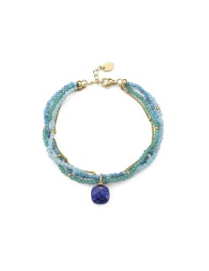 13270P100-42 - Pulsera Viceroy Jewels de plata de ley con baño de oro y piedras azules. Pulsera multivuelta elegante 