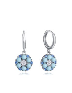 2376E000-33 - Pendientes Viceroy Jewels de plata de ley con aro y colgante floral en turquesa y circonitas azules