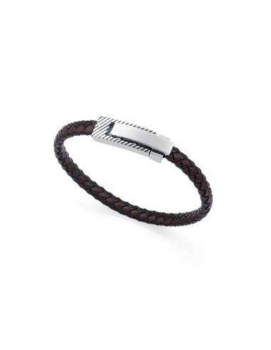 75444P01010 - Pulsera Viceroy Fashion de piel trenzada marrón y acero para hombre