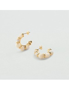 2381635-730-TU - Pendientes criollas Ramatuelle acabado marfil y oro | Elegancia atemporal Agatha París