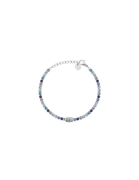 LJ3216 - Pulsera tenis LIU.JO de acero plateado con cristales azules y lilas