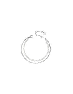 LJ3025 - Pulsera LIU.JO de acero plateado con perlas y cristales
