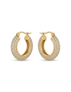 LJ2750 - Pendientes aro dorados con cristales brillantes estilo luxury