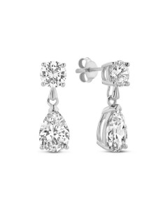 LJ2588 - Pendientes de acero plateado con cristales talla pera