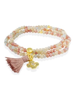 91043U7 - Pulsera Zen Make Up con Charm Flor en Plata Bañada en Oro 18K