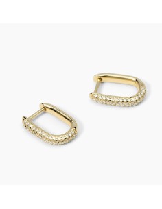 563731 - Pendientes Mabina Gioielli Aro Rectangular Dorado de Plata de Ley con Circonitas Blancas 563731 2