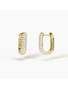 563729 - Pendientes Mabina Gioielli Aro Rectangular Dorado de Plata de Ley con Circonitas Blancas 563729