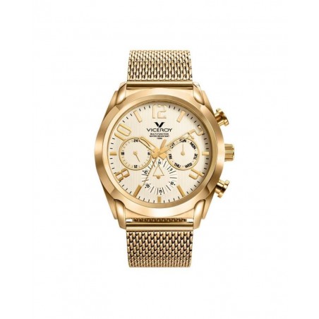 471195-95 - Reloj Viceroy de Hombre brazalete de malla milanesa de acero e ip dorado  