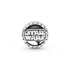 Charm de plata de ley con logotipo de Star Wars, R2D2 Y C3PO