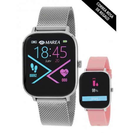 Smart Watch Marea con brazalete de malla y correa de siliciona rosa