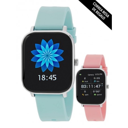 Smart Watch Marea con correa de silicona azul y correa de silicona rosa