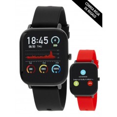 Smart Watch Marea con correa de silicona negra y correa de silicona roja