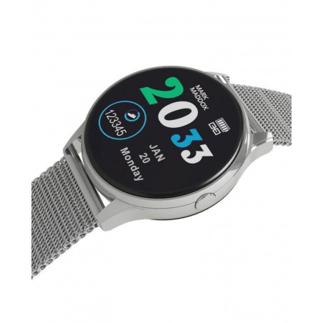 Pack reloj Smart Watch de Mark Maddox con malla milanesa de acero y correa blanca extra de regalo