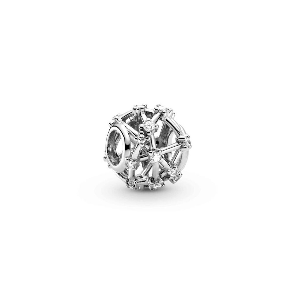 OPENWORK STERLING SILVER CHARM WITH CLEAR CUBIC ZIRCONIA