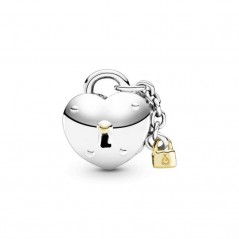 799160C01 - Charm Pandora Candado Corazón plata de ley con oro 14K y circonita cúbica