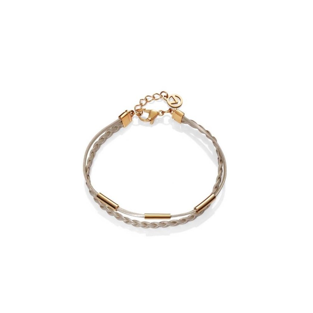 15075P01019 - Pulsera de acero dorado Viceroy Fashion en piel blanca