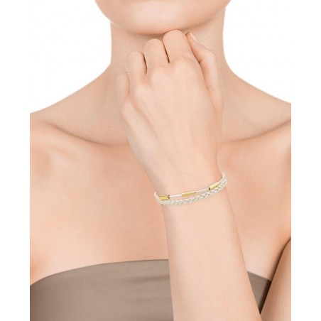 15075P01019 - Pulsera de acero dorado Viceroy Fashion en piel blanca