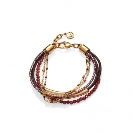 75237P01011 - Pulsera de acero y piel marron con bolas para mujer de Viceroy Fashion