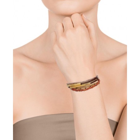 75237P01011 - Pulsera de acero y piel marron con bolas para mujer de Viceroy Fashion