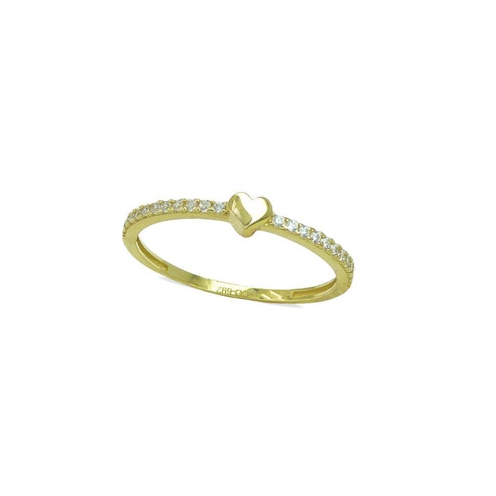 RR-4182 - Anillo de oro de 18k con circonitas y motivo de corazón