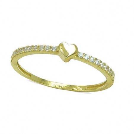 RR-4182 - Anillo de oro de 18k con circonitas y motivo de corazón