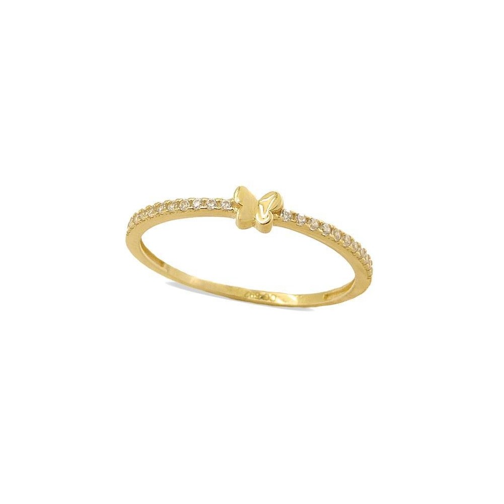 RR-4184 - Anillo de oro de 18k con circonitas y motivo de mariposa