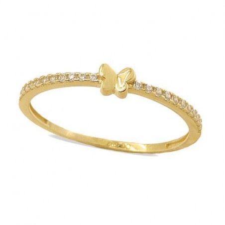 RR-4184 - Anillo de oro de 18k con circonitas y motivo de mariposa