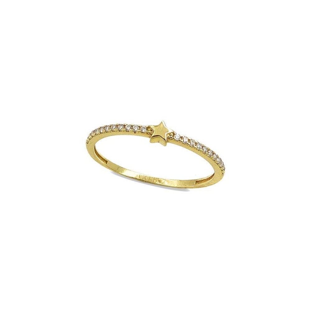 RR-4185 - Anillo de oro de 18k y circonitas con motivo de estrella