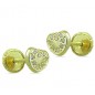 Pendientes de oro amarillo de 18k en forma de corazón con 16 cirocnitas y 5 mm de diámetro. Cierre de rosca