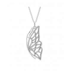 390367CZ-90 - Collar Pandora de plata con circonitas. Mariposa. Largo de 90 cm.