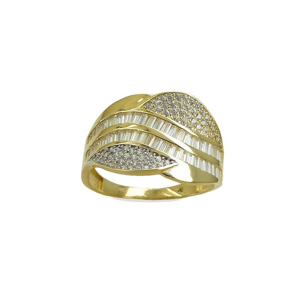 RR-4422 - Anillo de oro de 18k con circonitas con talla brillante y talla baguette