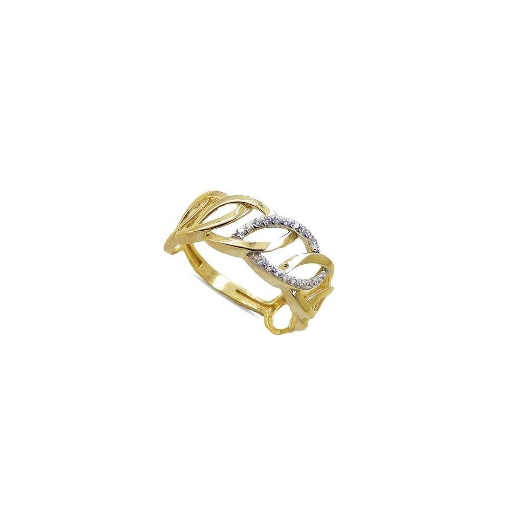 RR-4709 - Anillo de oro de ley de 18k con circonitas engastadas en garraOR