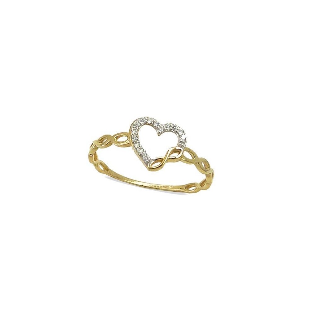 RR-4725 - Anillo de oro de 18k con corazón y circonitas