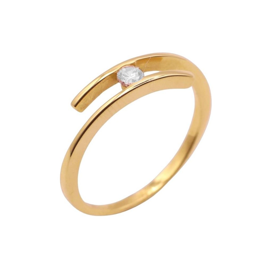 VI-00767 - Anillo de oro 18k cruzado con circonita