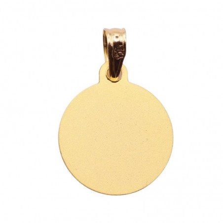 Medalla bebé oro 18k de 14mm de diametro con ángel de la guarda y parte posterior para poder grabar
