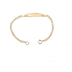 VI-PULSF00-6244/A - Pulsera bebé oro 18k con chapa para grabación. Largo total 14 cm