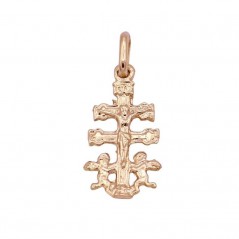 24-601 - Cruz de Caravacade oro 18k de 18x9 mm + anilla